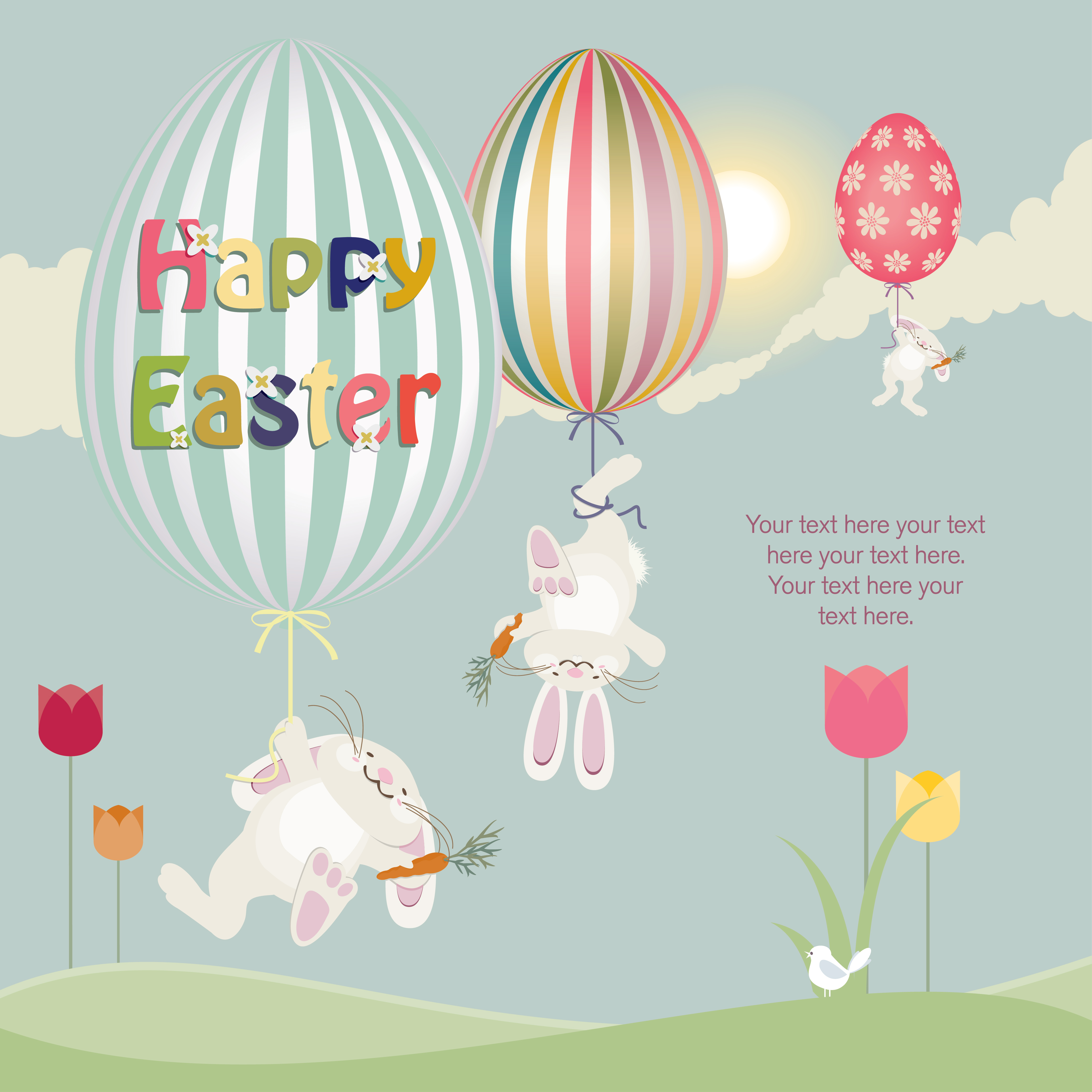 Easter Bunnies with Balloon Eggs